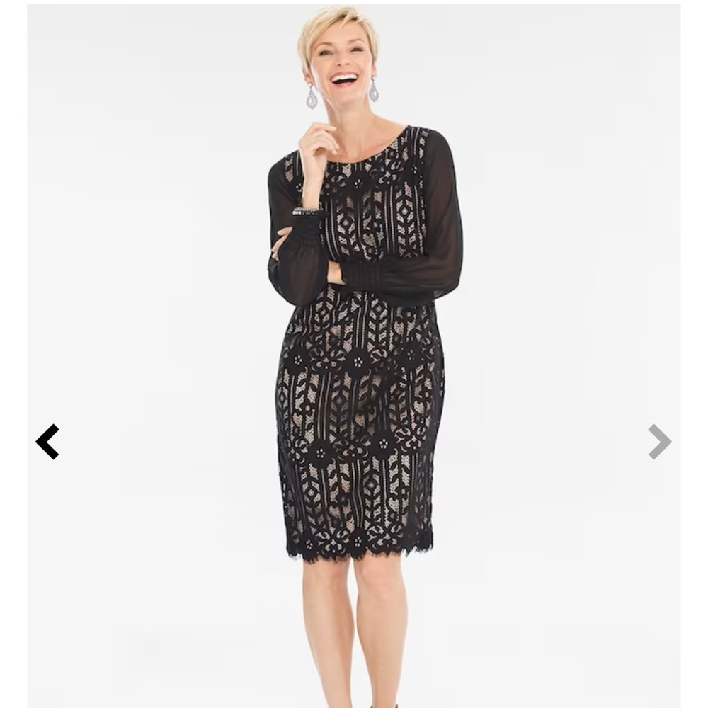 Chico’s Lace Sheer-Sleeve Dress